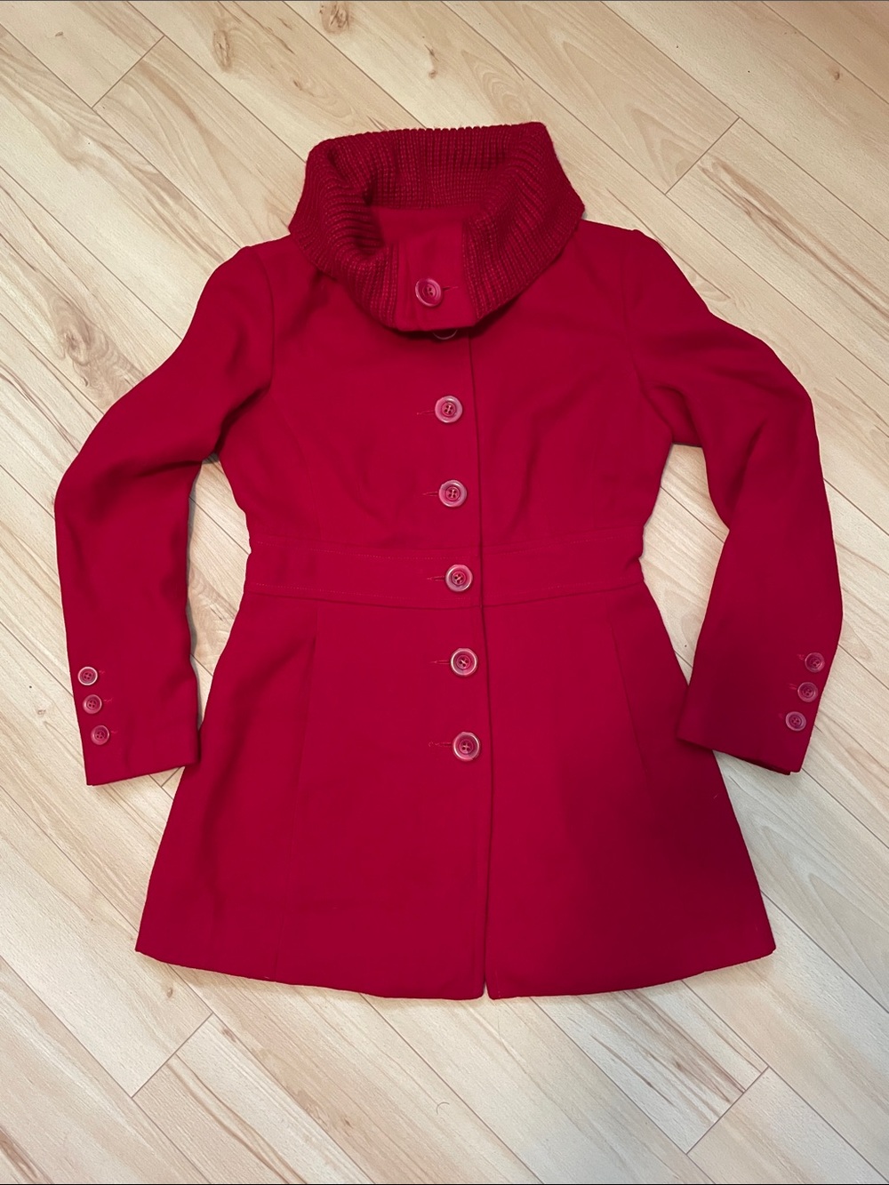 Forever XXI Red Button-Up Coat Sz M